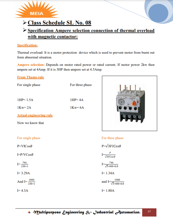 Thermal Overload Relay - Automation Book from Multipurpose Engineering & Industrial Automation