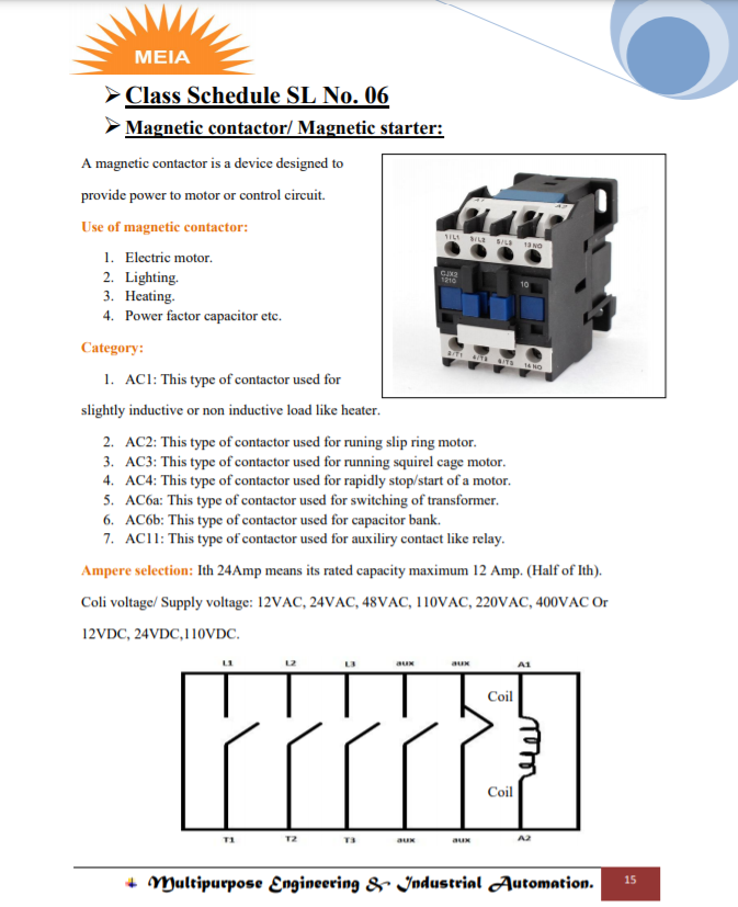 Magnetic Contactor - Automation Book from Multipurpose Engineering & Industrial Automation